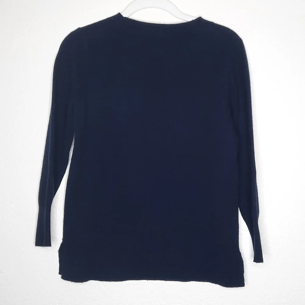 J.Crew Blue Everyday Cashmere Leopard Heart Sweater XS